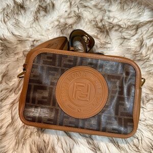 Fendi Brown and Tan Logo Shoulder Bag
